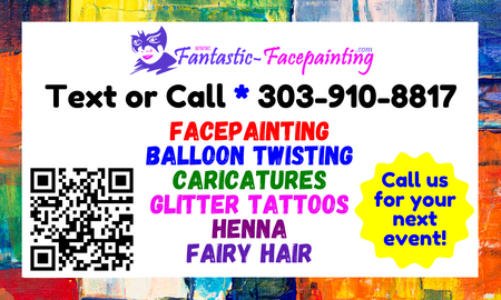 Fantastic Facepainting offering professional, insured facepainting, glitter tattoos, balloon twisiting, henna, fairy hair and caricatures for any size event. 