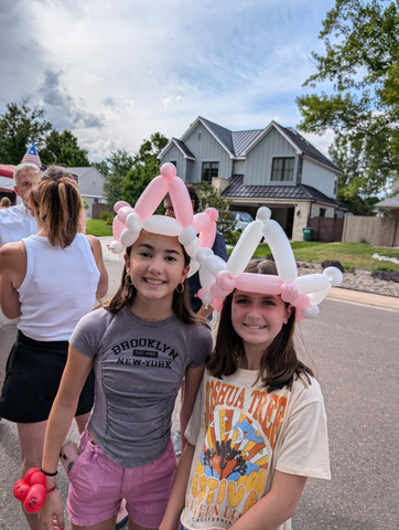 Balloon hats are always a hit at the party!