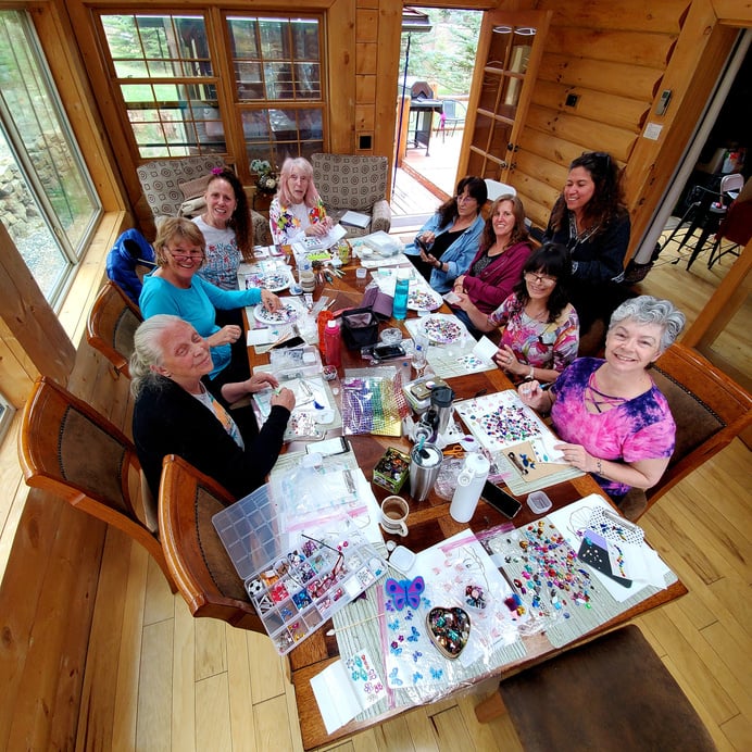 The Colorado Facepainter's Guild having fun at one of their annual facepainting retreats. 